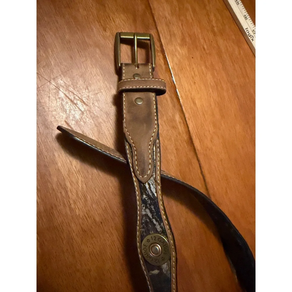 Nocona Kids Brown Leather Camo Shotgun Shell Belt 24 N44182222